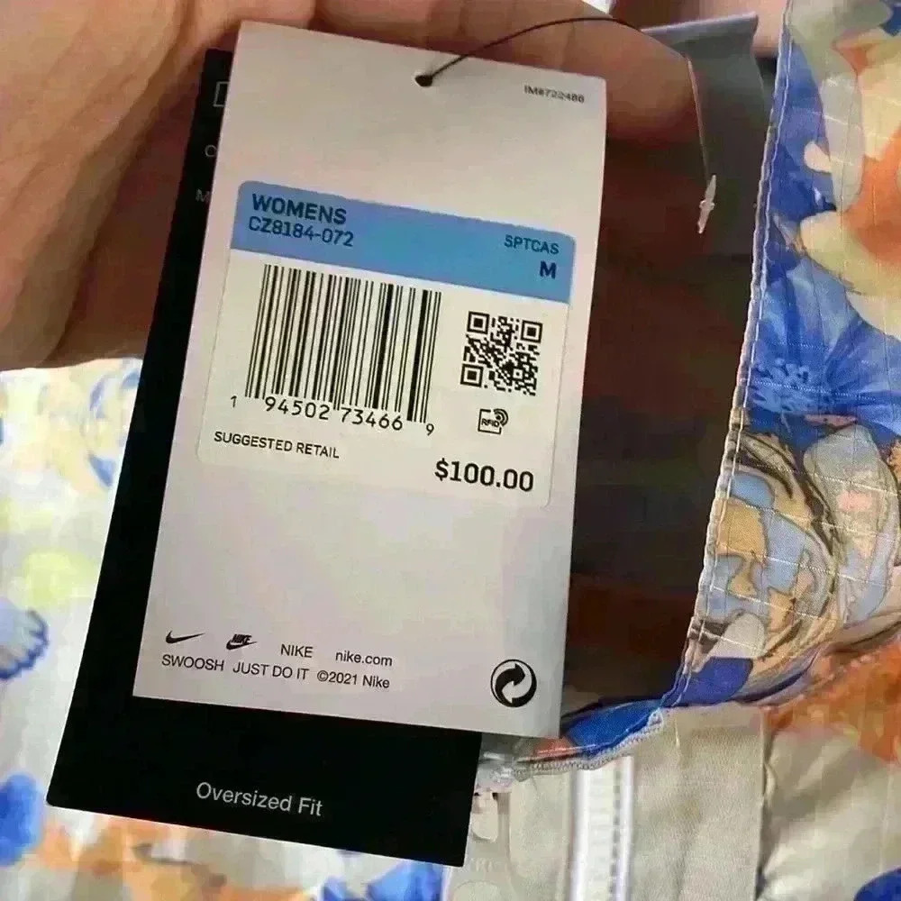 NIKE- Nike Sportswear Womens Woven Floral Track Jacket Windbreaker Sz M - Picture 6 of 12
